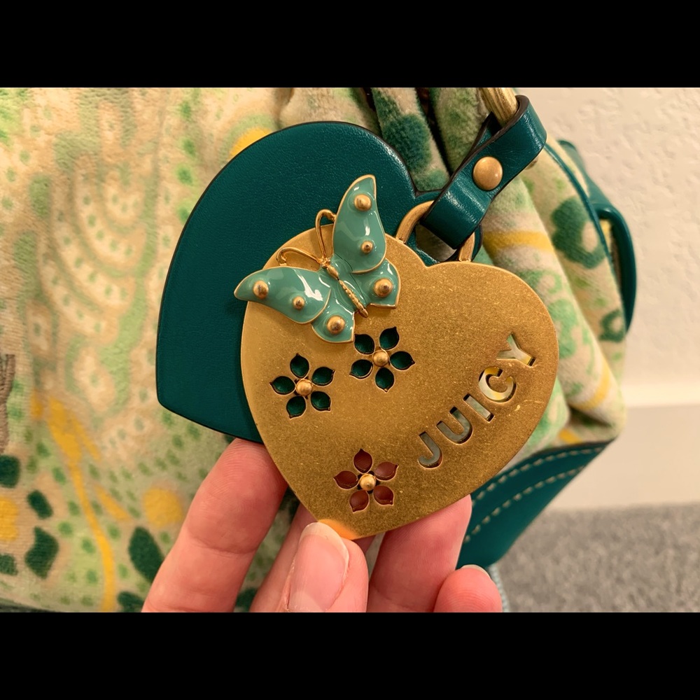 Juicy Couture 2000s Y2K floral velour shoulder bag